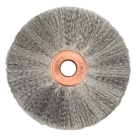 WEILER 2" Dia Crimped Wire Wheel, .003" Steel Fill, 1/4" Arbor Hole 99307